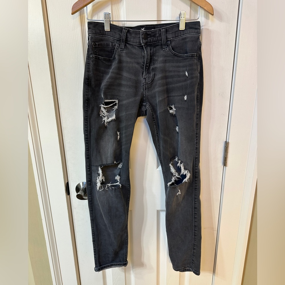 Hollister womens black skinny jeans 29 Vintage Distressed Trendy